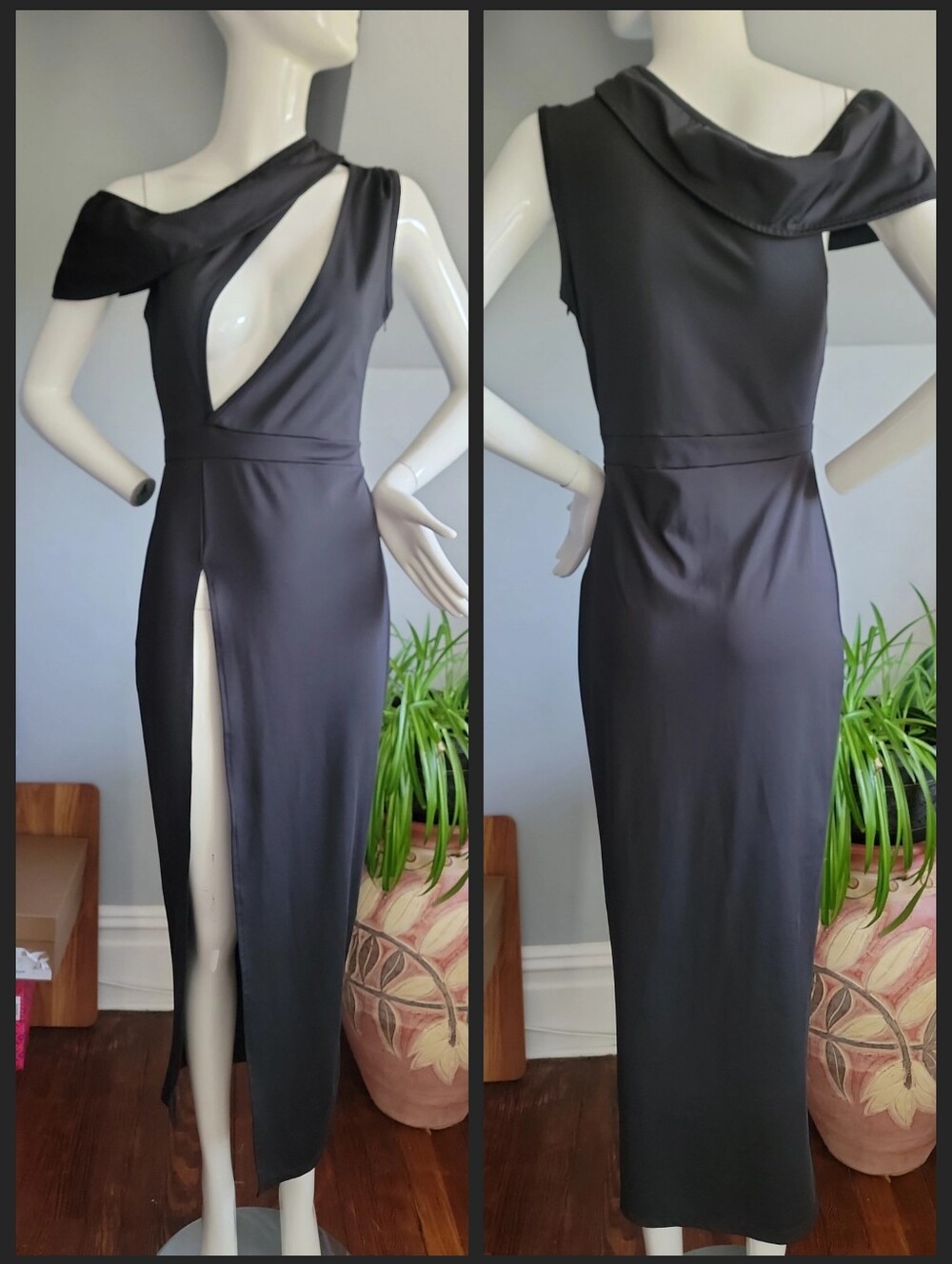 Fashion Nova Black One Shoulder Fitted Long Dress